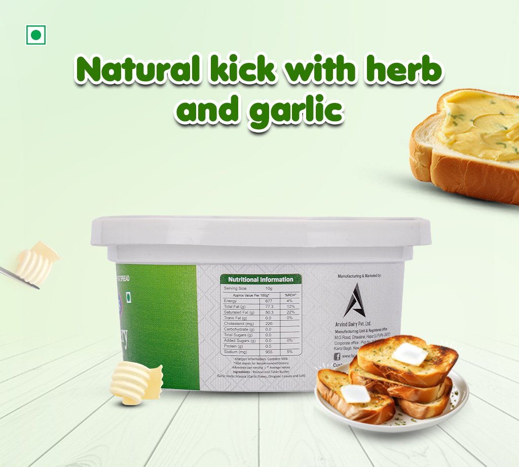 Arlys Buttery Spread Garlic and Herbs (100 gm) - Image 3